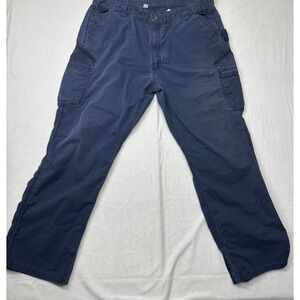 Carhartt Mens Blue Carpenter Pants Loose Fit Workwear Size‎ 44x34